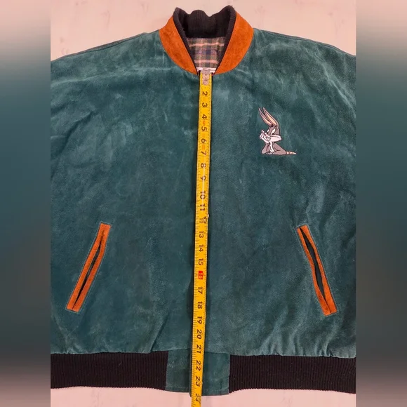 Vintage 1993 Looney Tunes Leather Suede Varsity Jacket XL - Picture 12 of 15